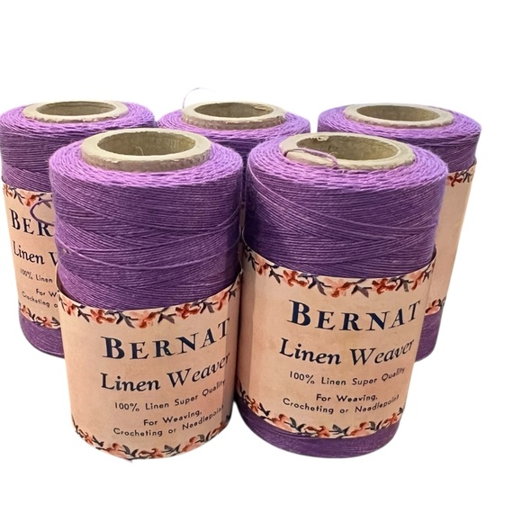 Bernat Bobbin Pure Linen Antique Color 8053 Purple 375 yrds ea Lot Of 5 - Picture 1 of 7